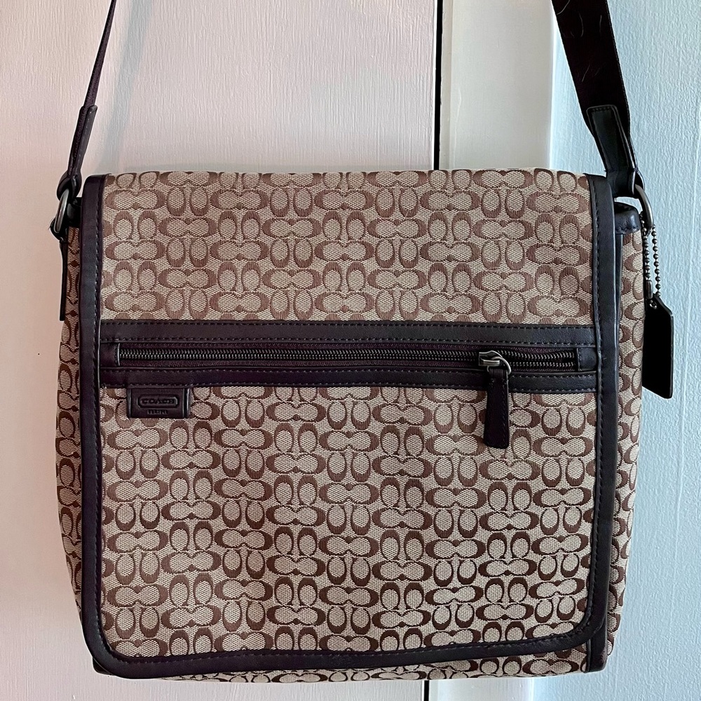 Coach, large messenger crossbody flap bag.